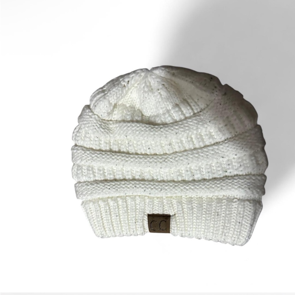 C.C White knitted beanie #winteraccessories